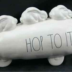 Rae Dunn "HOP TO IT" Carrot With Bunnies Easter/Spring Figurine